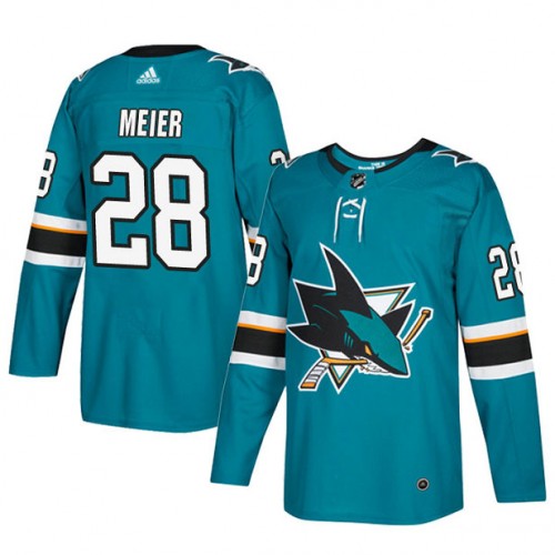 Men's San Jose Sharks #28 Timo Meier Teal Stitched Jersey